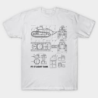 FT-17 Light Tank - WW1 Blueprint T-Shirt